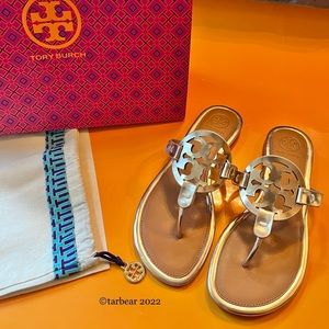 **SOLD** Tory Burch Mirror Metallic Miller Sandals